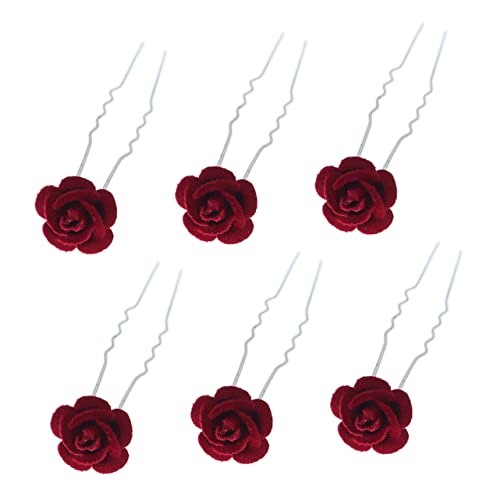 HAKIDZEL 6 Stück Rose U Förmige Haarspange Haarnadel Braut Haarnadel Frauen Kopfschmuck Haarnadel Für Frauen Braut Haarnadel Haarhalter Stift Kopfschmuck Frauen Haarnadel von HAKIDZEL