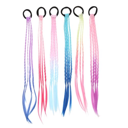 HAKIDZEL 6 Stück Teiliges Farbverlaufene Haarbänder Geflochtene Pferdeschwanz Halter Haarschmuck für Mädchen Natürliche Perücken Zöpfe Vielseitig für Alltag und Party von HAKIDZEL