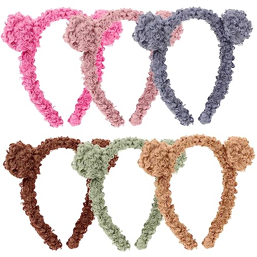 HAKIDZEL 6 Stücke Bärenohr Haarreifen Süßes Stirnband für Erwachsene Dekorative Kopfbedeckung für Partys und Make Up Haar Accessoire in Verschiedenen Farben von HAKIDZEL