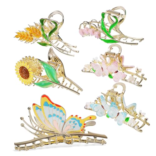 HAKIDZEL 6stücke Haarspange Mit Blumen Und Schmetterling Metall-haarklammer Mit Haarfang Damen-haarschmuck Für Party Und Hochzeit Haarspange Für Verschiedene Frisuren von HAKIDZEL