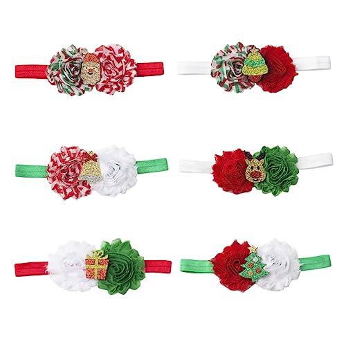 HAKIDZEL 6st Weihnachtsstirnband Baby Turban Stirnbänder Weihnachtliches Elastisches Kopftuch Haarband Mit Weihnachtsschleifen Weihnachtshaarspangen Haarschmuck Neugeboren Elch Stoff von HAKIDZEL