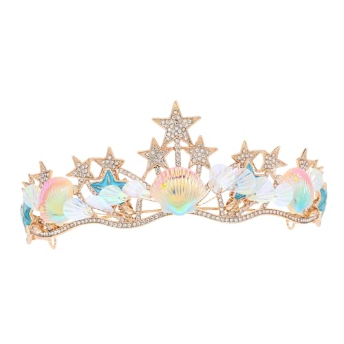 HAKIDZEL Muschelkrone Barock Tiara Für Damen Haarschmuck Meerjungfrau Kopfschmuck Für Party Stirnband Für Hochzeit von HAKIDZEL
