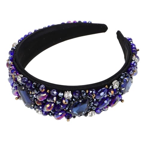 HAKIDZEL Breites Vintage Haarband Damen aus Samtigem Material mit Funkelnden Strasssteinen Modisches Bejewelled Stirnband für Festliche Anlässe und Alltag Eleganter Haarschmuck von HAKIDZEL