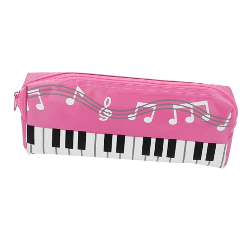 HAKIDZEL Canvas Federmäppchen mit Klaviertastatur Kleines Federmäppchen für Mädchen Langlebige Stiftemappe in Modischem Dunkelpink Tragbarer Bleistift Organizer für Schule und Büro von HAKIDZEL