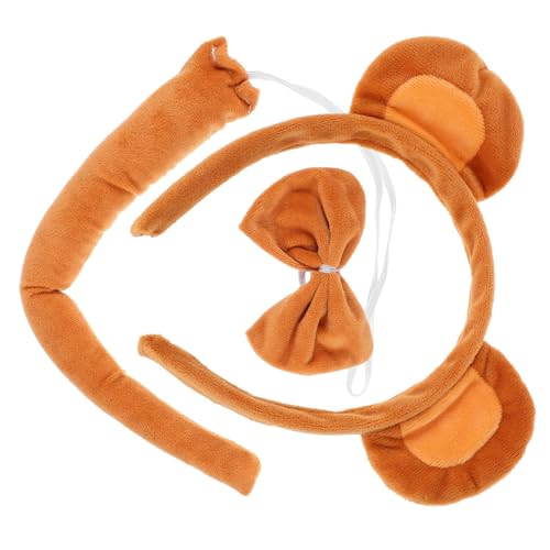 HAKIDZEL Cosplay Affenkostüm Set für Mädchen Süßes Affenohren Stirnband mit Plüsch Abnehmbarer und Passender Fliege Leichtes Bequemes Tierkostüm für Karneval Halloween und Fotografie von HAKIDZEL