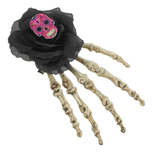 HAKIDZEL Halloween-clips Halloween-totenkopf-haarspangen Skeletthände Knochenhaarspangen Skelett-handspangen Halloween-klauenclips Deko Damen Die Blumen Stirnband Plastik von HAKIDZEL