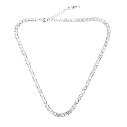 HAKIDZEL Elegante Clavicle Chain Halskette mit Funkelndem Zirkonia Anhänger Weißgold Tennis Kette Modische Damen Halskette für Alltag und Besondere Anlässe Verstellbar von HAKIDZEL