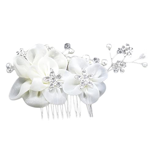 HAKIDZEL Eleganter Weißer Haarkamm mit Strass Floraler Brautschmuck aus Legierung Dekorative Haarnadel für Hochzeit Braut und Besondere Anlässe Einfach zu Tragen und Vielseitig Einsetzbar von HAKIDZEL