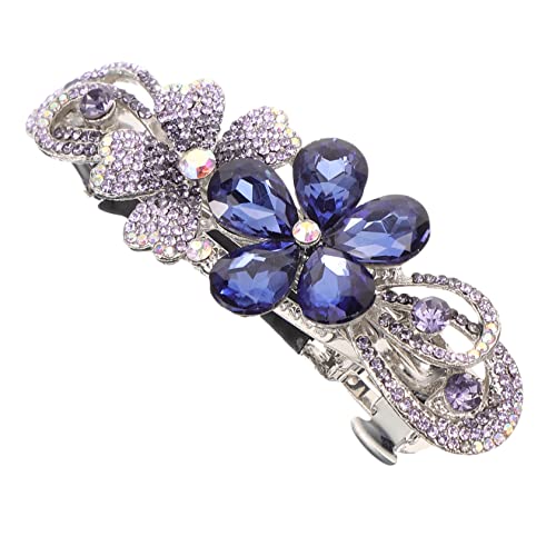 HAKIDZEL Haarklammer Haarnadel Blumenspange Blumenhaarspangen Für Frauen Ästhetischer Haarschmuck Frühlings-haarspange Haarspangen Für Damen Violett Zubehör Fräulein Metall Strasssteine von HAKIDZEL