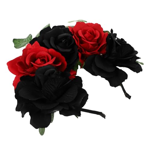 HAKIDZEL Halloween Blumenkopfschmuck Mit Simulation Rosen Für Frauen Und Mädchen Haarreif Stirnband Für Halloween-partys Und Cosplay-veranstaltungen von HAKIDZEL