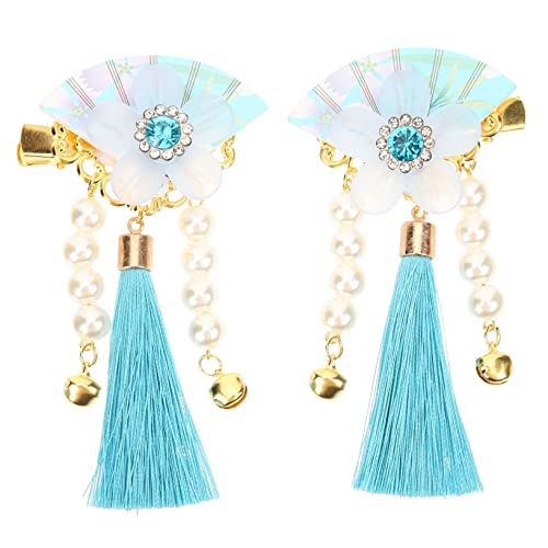 HAKIDZEL Japanische Haarklammer mit Blumen Perlen und Tasseln Elegante Haarspange für Frauen und Mädchen Traditioneller Stil Leichter Haarschonender Clip für Hochzeiten Partys und von HAKIDZEL