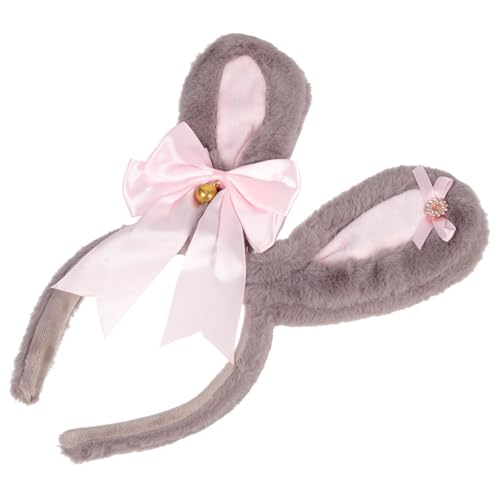 HAKIDZEL Kaninchenohr Haarband mit Plüsch Bogen Niedliches Kostüm Haaraccessoire für Partys Fasching und Osterfeiern Angenehm für Fotoshootings von HAKIDZEL