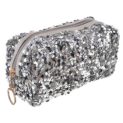 HAKIDZEL Kosmetiktasche Mit Pailletten Aufbewahrungstasche Für Damen Quadratische Make-up-Tasche Reise-kulturtasche Leicht Und Großzügig von HAKIDZEL