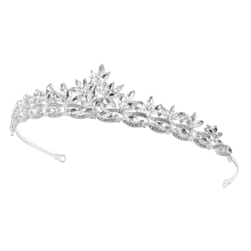 HAKIDZEL Kristallkrone Braut Tiara mit Strass Glitzerndes Braut Haarreif Accessoire für Hochzeit Festliche Anlässe Bequemer Brautschmuck für Frauen Design mit Motiv Silberfarbene von HAKIDZEL
