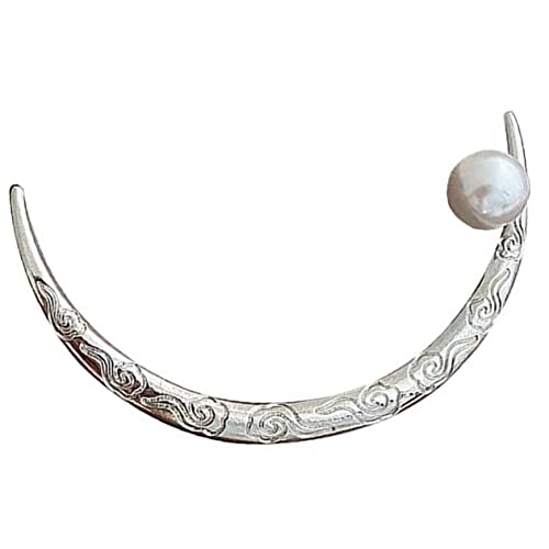 HAKIDZEL Mond Haarstab Für Frauen Haargabel Aus Metall Retro Haarnadel Mit Perlen Haarschmuck Für Hochzeiten Und Partys Dekorativer Haarstab Für Mädchen von HAKIDZEL