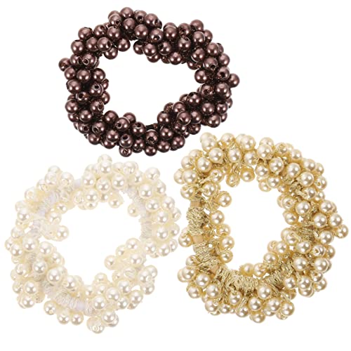 HAKIDZEL 3stücke Perlen Haargummi Elastisch Haarband Perlen Haarseil Pferdeschwanzhalter Haargummi Für Mädchen Frauen Zubehör von HAKIDZEL