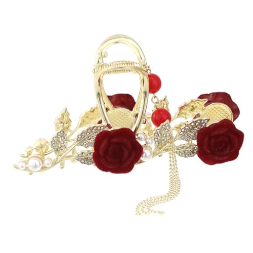 HAKIDZEL Haarklammer Mit Rosendesign Und Quasten Für Dickes Und Dünnes Haar Eleganter Haarclip Für Hochsteckfrisuren Strapazierfähiges Material Vielseitige Haarschmuck Für Damen von HAKIDZEL