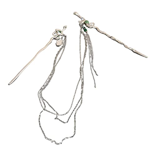 HAKIDZEL Schlangen-haarstab Mit Kettenquaste Langer Haarnadel Für Frauen Haarknotenhalter Chinesisches Haar-accessoire Retro-haarspangen Vintage-haargabel von HAKIDZEL