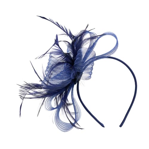 HAKIDZEL Vintage Stil Mesh Fascinator Haarreif mit Federn Eleganter Haarschmuck für Damen Geeignet für Hochzeiten Teepartys und Cocktailpartys Vielseitiges Stirnband für Formelle Anlässe von HAKIDZEL