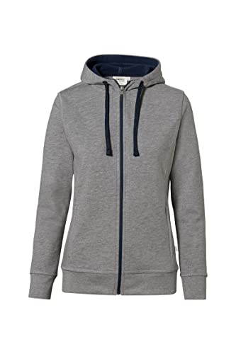 HAKRO Damen Jacke mit Kapuze "Bonded" - 255 - grau meliert/tinte - Größe: 3XL von HAKRO