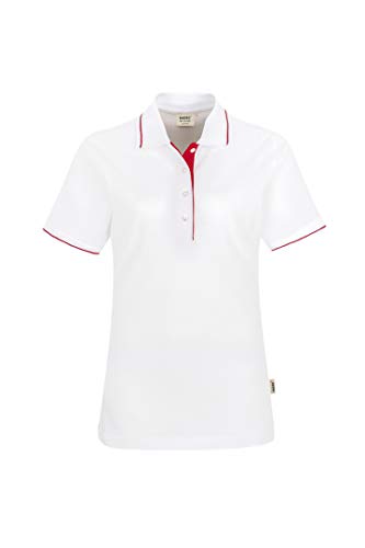 HAKRO Damen Polo-Shirt Casual - 203 - weiß/rot - Größe: L von HAKRO