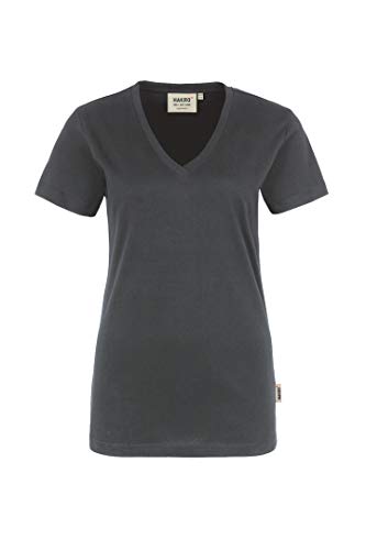 HAKRO Damen V-Shirt „Classic“ - 126 - anthrazit - Größe: L von HAKRO