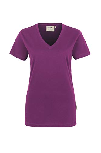HAKRO Damen V-Shirt „Classic“ - 126 - aubergine - Größe: 3XL von HAKRO