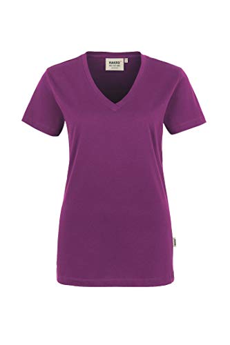 HAKRO Damen V-Shirt „Classic“ - 126 - aubergine - Größe: M von HAKRO