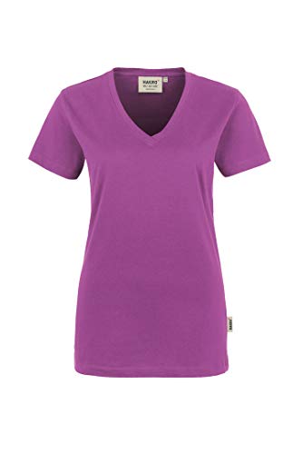 HAKRO Damen V-Shirt „Classic“ - 126 - magenta - Größe: L von HAKRO