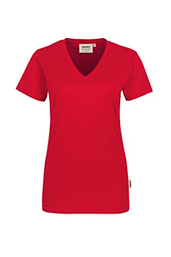 HAKRO Damen V-Shirt „Classic“ - 126 - rot - Größe: XL von HAKRO