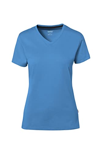 HAKRO Damen-V-Shirt Cotton-Tec, malibublau, 3XL von HAKRO