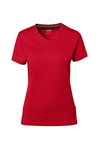 HAKRO Damen-V-Shirt Cotton-Tec, rot, XL von HAKRO