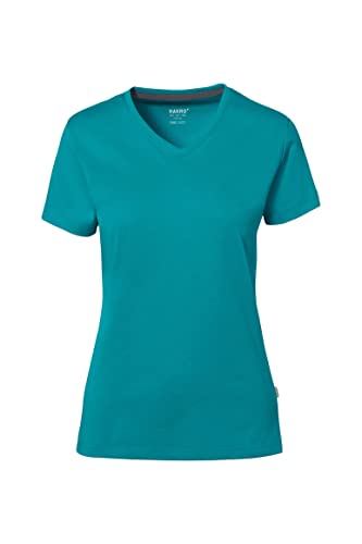 HAKRO Damen-V-Shirt Cotton-Tec, smaragd, L von HAKRO