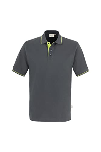 HAKRO Polo-Shirt Casual - 3-Loch Knopfleiste - 803 - anthrazit/kiwi - Größe: L von HAKRO