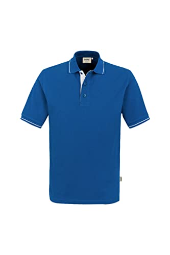 HAKRO Polo-Shirt Casual - 3-Loch Knopfleiste - 803 - blau/weiß - Größe: M von HAKRO