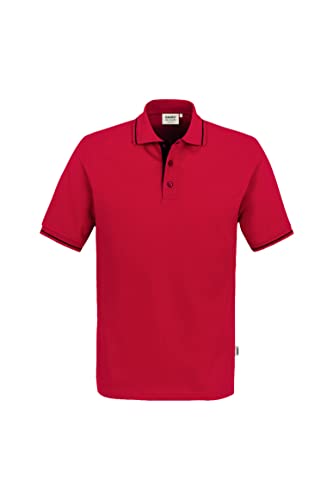 HAKRO Polo-Shirt Casual - 3-Loch Knopfleiste - 803 - rot/schwarz - Größe: L von HAKRO