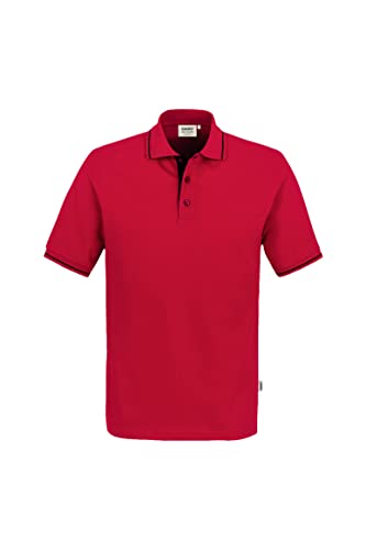 HAKRO Polo-Shirt Casual - 3-Loch Knopfleiste - 803 - rot/schwarz - Größe: M von HAKRO