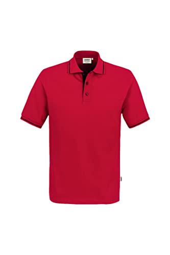 HAKRO Polo-Shirt Casual - 3-Loch Knopfleiste - 803 - rot/schwarz - Größe: XXL von HAKRO