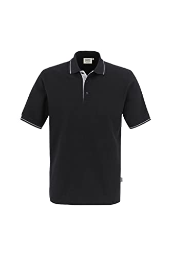 HAKRO Polo-Shirt Casual - 3-Loch Knopfleiste - 803 - schwarz/silber - Größe: XXL von HAKRO