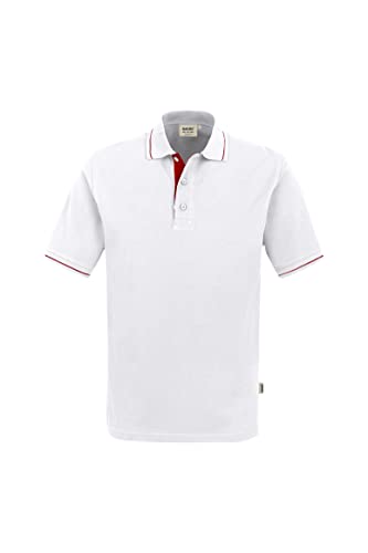 HAKRO Polo-Shirt Casual - 3-Loch Knopfleiste - 803 - weiß/rot - Größe: 3XL von HAKRO