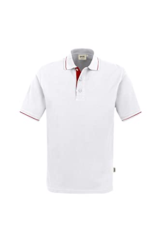 HAKRO Polo-Shirt Casual - 3-Loch Knopfleiste - 803 - weiß/rot - Größe: M von HAKRO