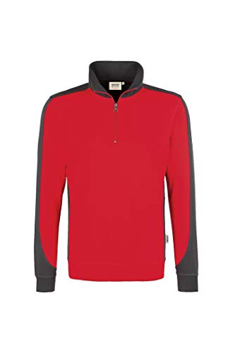 HAKRO Zip Sweatshirt Contrast Performance, HK476-rot, 4XL von HAKRO