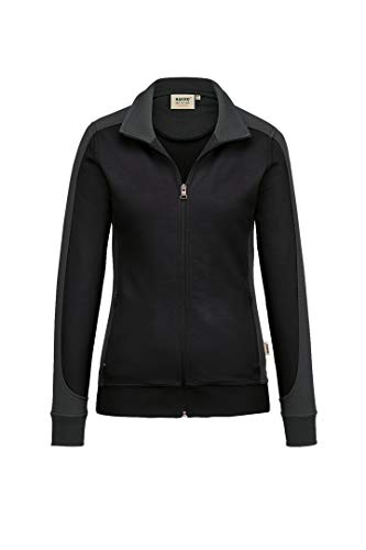 Hakro Damen-Sweatjacke Contrast Performance, HK277-schwarz, L von HAKRO