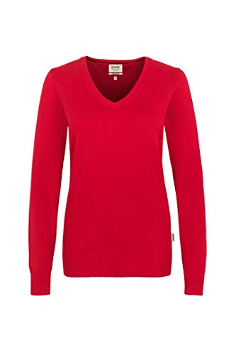 Hakro Women V Pullover Premium Cotton, rot, L von HAKRO