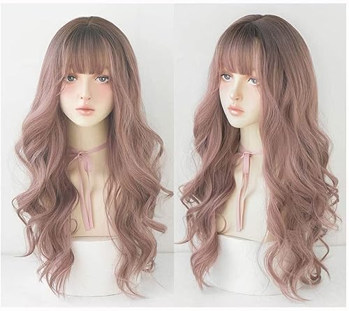 HALAHAI Perücken Gelockte Gewellte Synthetische Perücken Mit Haarknallen Hitzebeständige Synthetische Perücken Für Frauen Cosplay Oder Tägliches Tragen Haarteil Perücke (Color : A, Size : 26 Inches) von HALAHAI