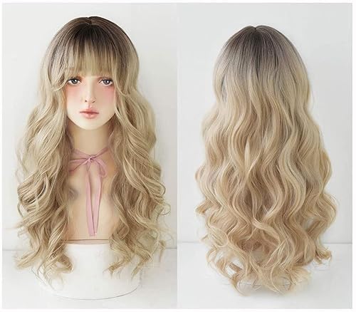 HALAHAI Perücken Gelockte Gewellte Synthetische Perücken Mit Haarknallen Hitzebeständige Synthetische Perücken Für Frauen Cosplay Oder Tägliches Tragen Haarteil Perücke (Color : B, Size : 26 Inches) von HALAHAI