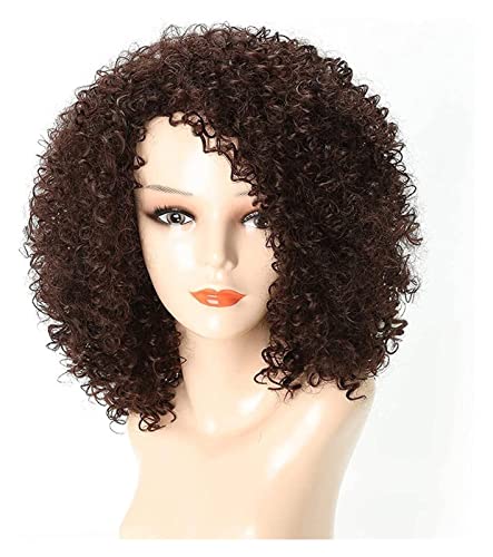 HALAHAI Perücken Kurze Verworrene Lockige Perücken ， Braune Kurzhaarperücke Für Frauen Für Braune Premium-Synthetik-Afro-Perücken Perücke (Color : As Shown) von HALAHAI