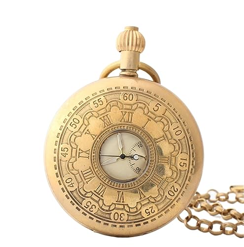 HALAHAI Taschenuhr Taschenuhren Herren-Taschenuhr Aus Vergoldetem Kupfer Mit Mechanischem Uhrwerk, Handaufzug Und Arabischen Ziffern Taschenuhr für Herren Damen von HALAHAI