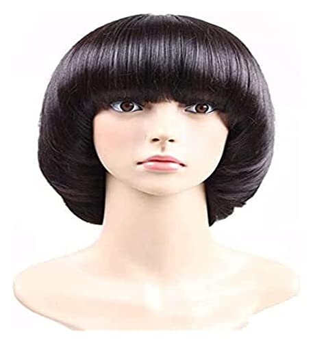 Perücken Afro Mädchen Cosplay Pilz Perücke Kurze Frisur Mit Pony Bob Perücke Für Schwarze Junge Perücke (Color : as shown) von HALAHAI