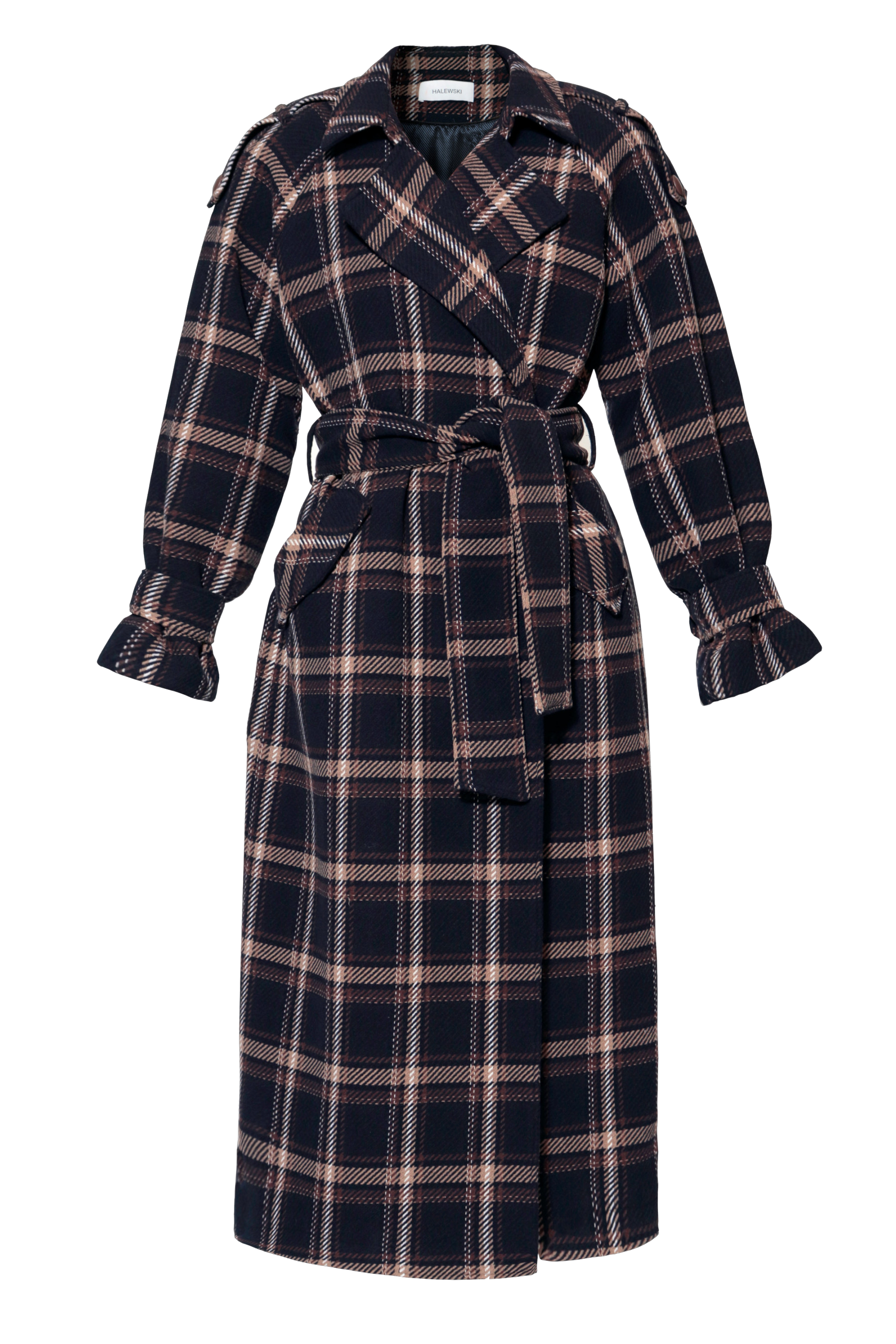 Coat Ricarda Check Navy Brown - Black - S - HALEWSKI - Coats Coat Ricarda Check Navy Brown - Black - S - HALEWSKI - Coats von HALEWSKI